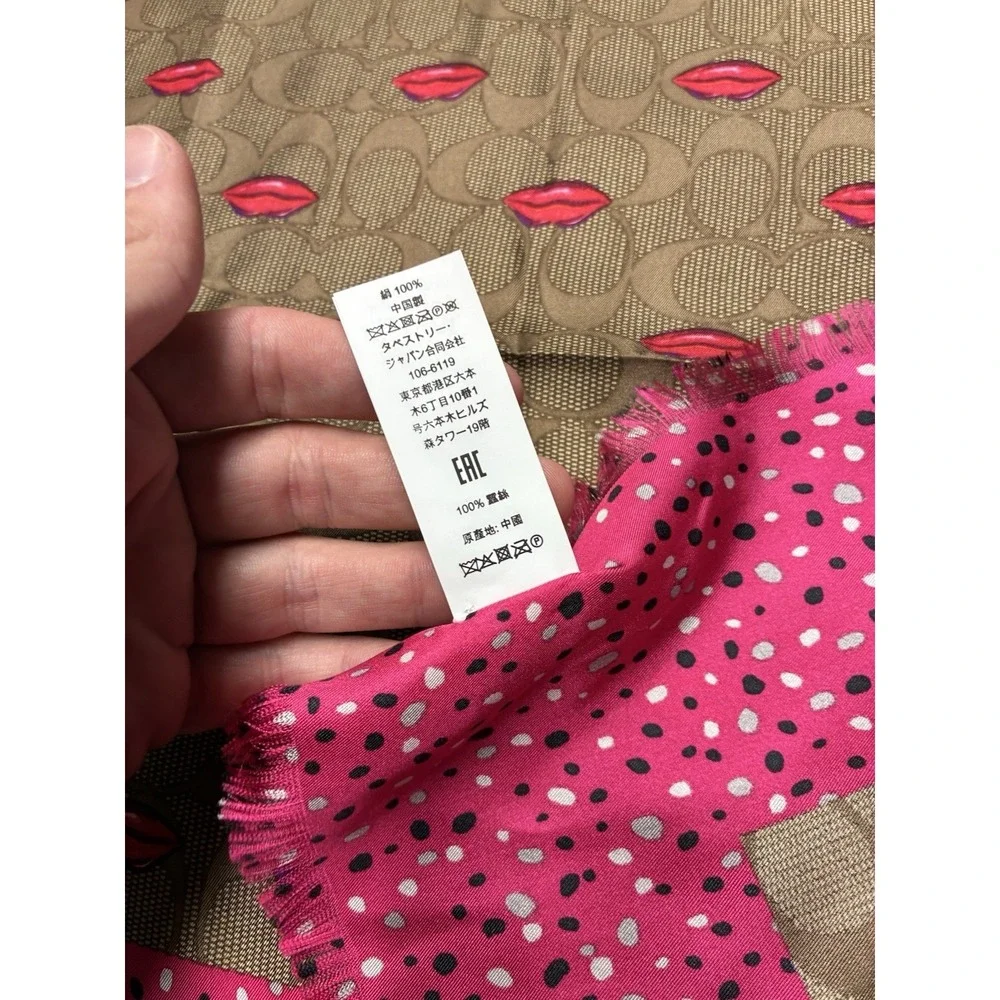 Coach x Tom Wesselmann Kiss Lip Print CC Monogram Silk Scarf